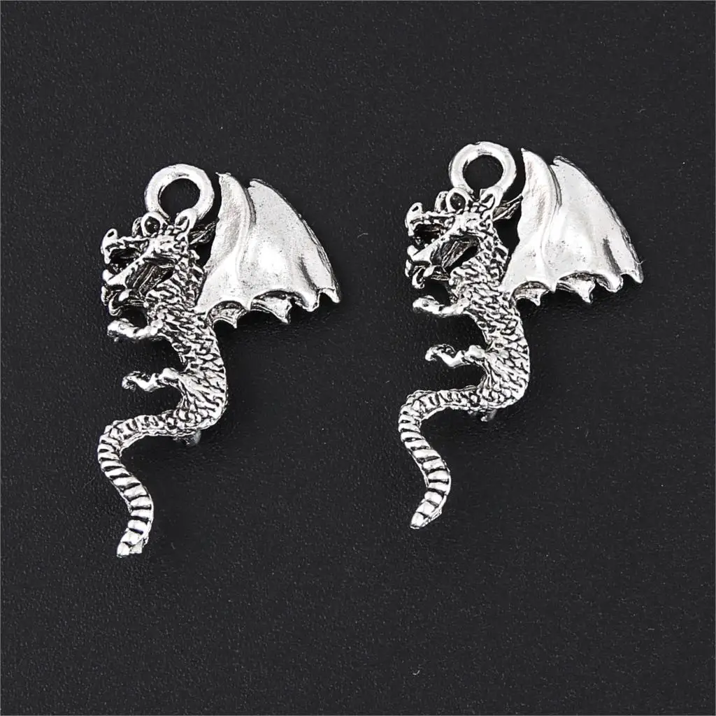 10 шт. Подвески в виде дракона серебряного цвета Diy Ювелирные изделия сокровище