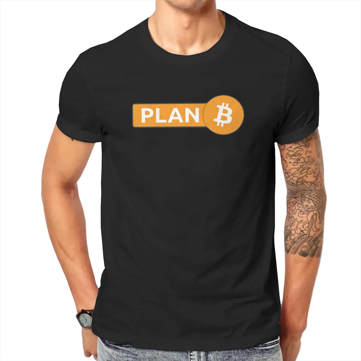 

Men Plan B(itcoin) Anime Blockchain Litecoin Funny Classic Graphic Tshirt
