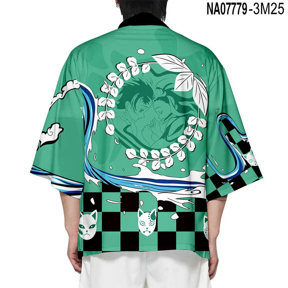 

Wangcangli Ladies/Men Summer Casual Cool Streetwear Demon Slayer Demon Slayer 3D Printing Japanese Anime Kimono Cosplay