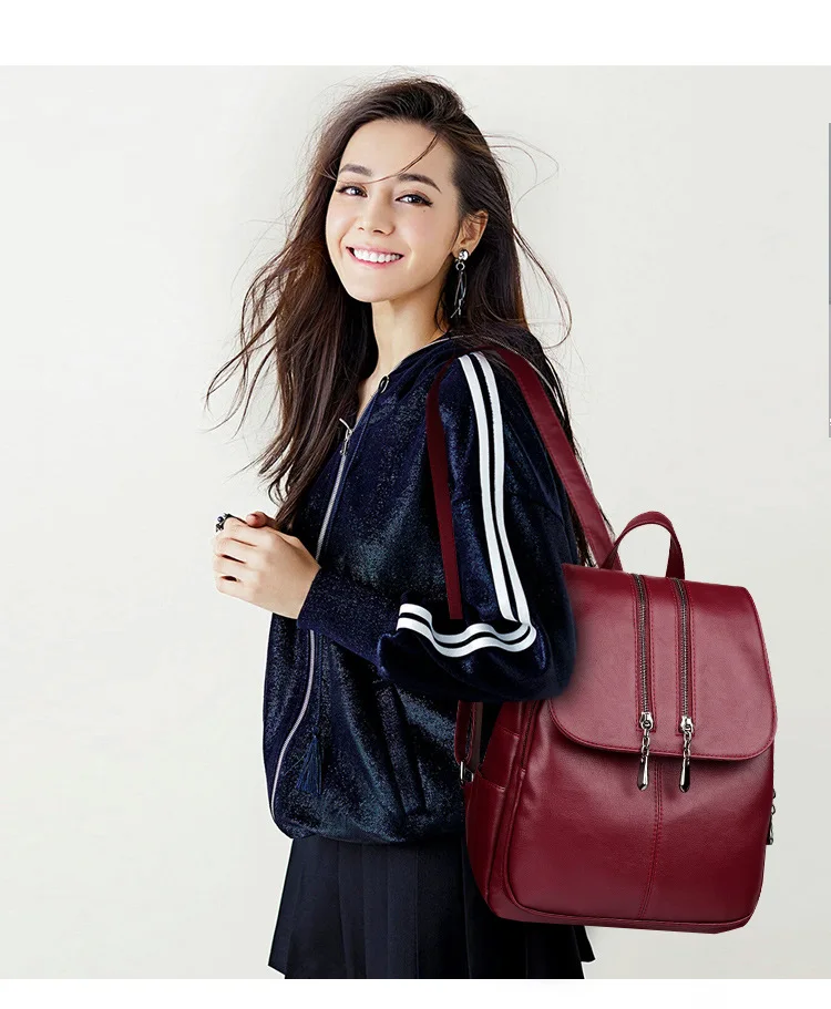 Brand New Laptop Backpack Women Leather Luxury Backpack Mochilas Feminina Ladies Fashion Backpack Satchel School Bag Pu