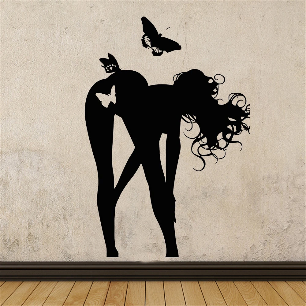 

Настенные Стикеры, виниловые украшения для салона красоты, бабочки, искусства для привлекательной девушки, спа-салона, для спальни, гостино...