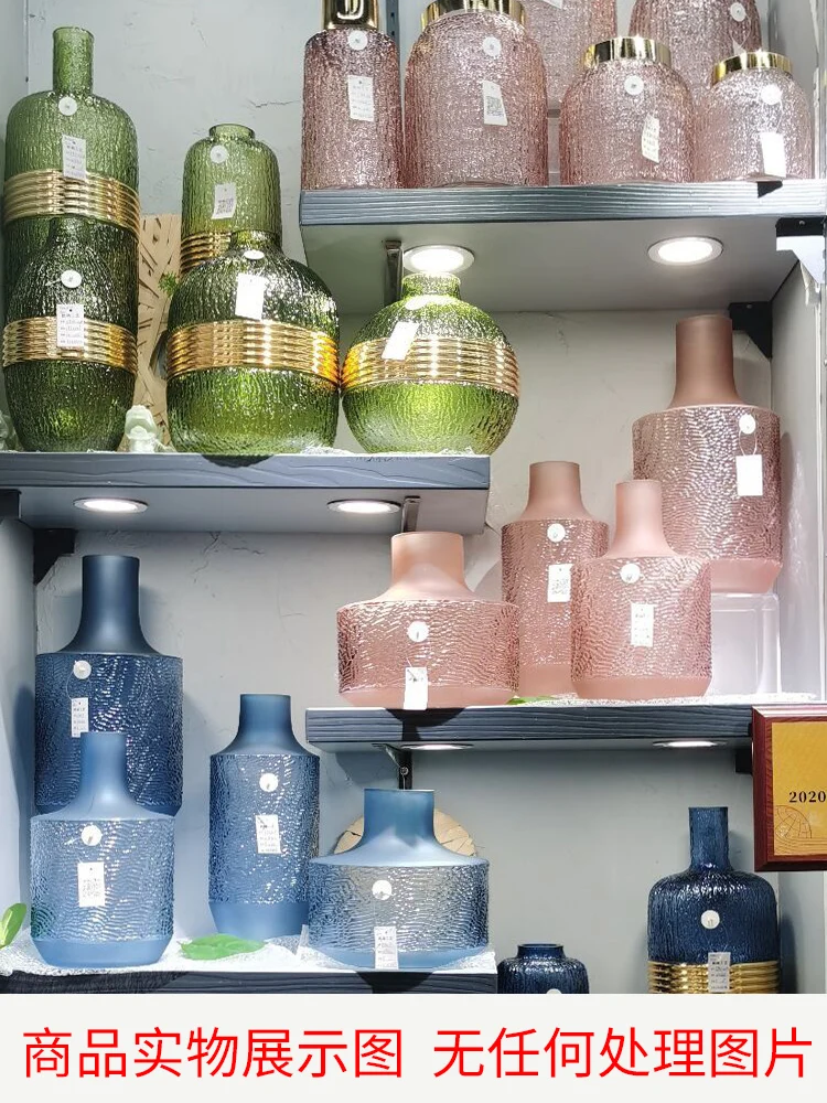 

Color glass vase pink art decoration vase living room TV cabinet dining table flower arrangement