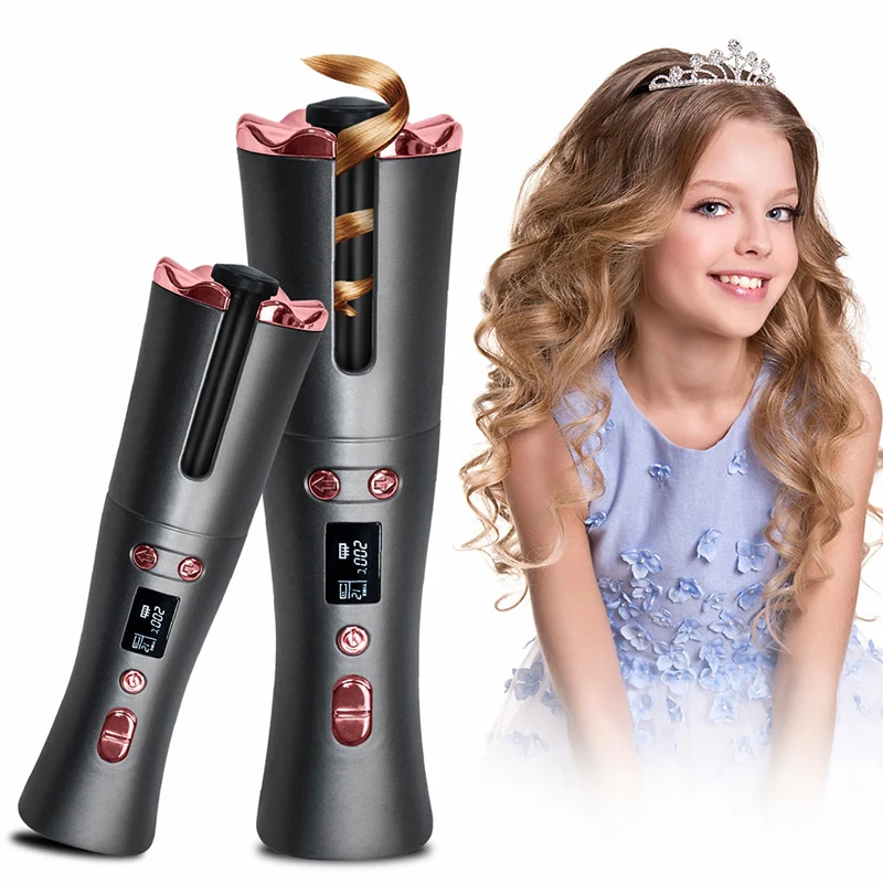 

Automatic Curling Iron Wirelss Rechargeable Hair Curly Iron LED Display Temperature Hair Curler Hair Styling Tool