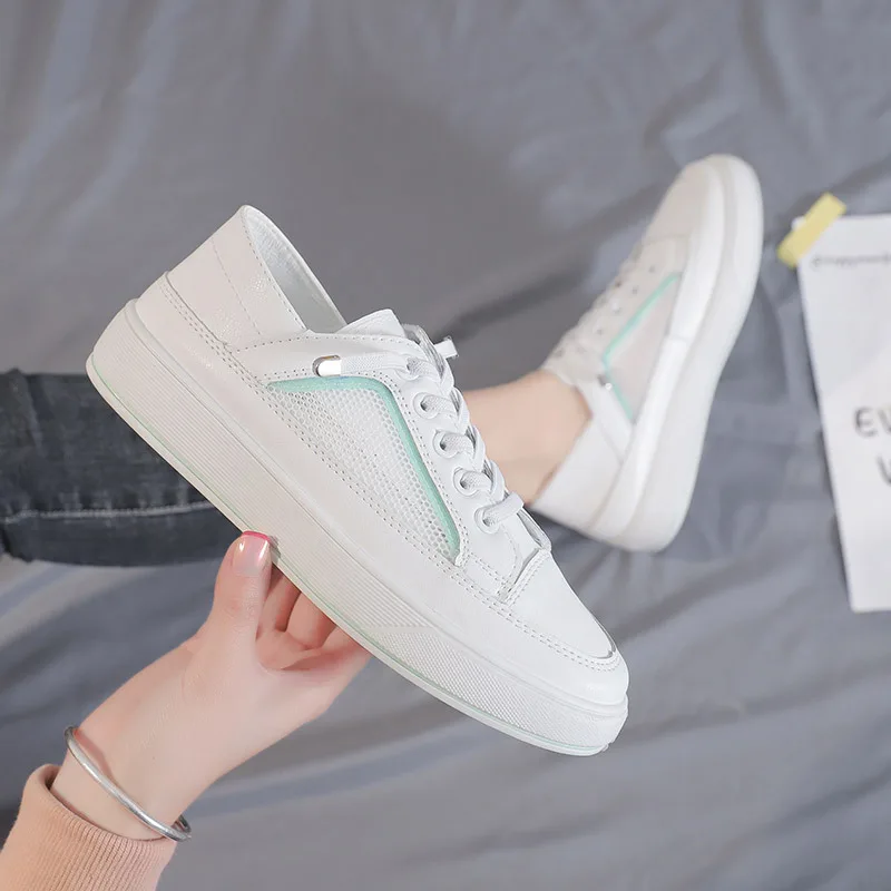 

Shoes Sneakers Superstar Casual Woman Platform Tennis Female Fashion Thick Sole 2021 Trainers Lace-Up Round Toe Leisure Solid Sy