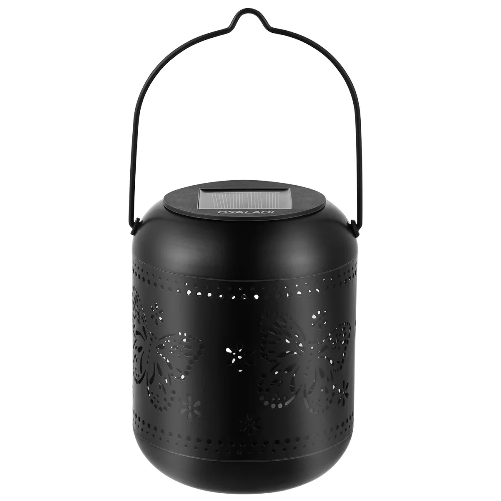 

OSALADI Solar Lantern Outdoor Hanging Solar Hollow Lights Solar Powered Garden Decorative Lights for Patio Garden Backyard (Blac