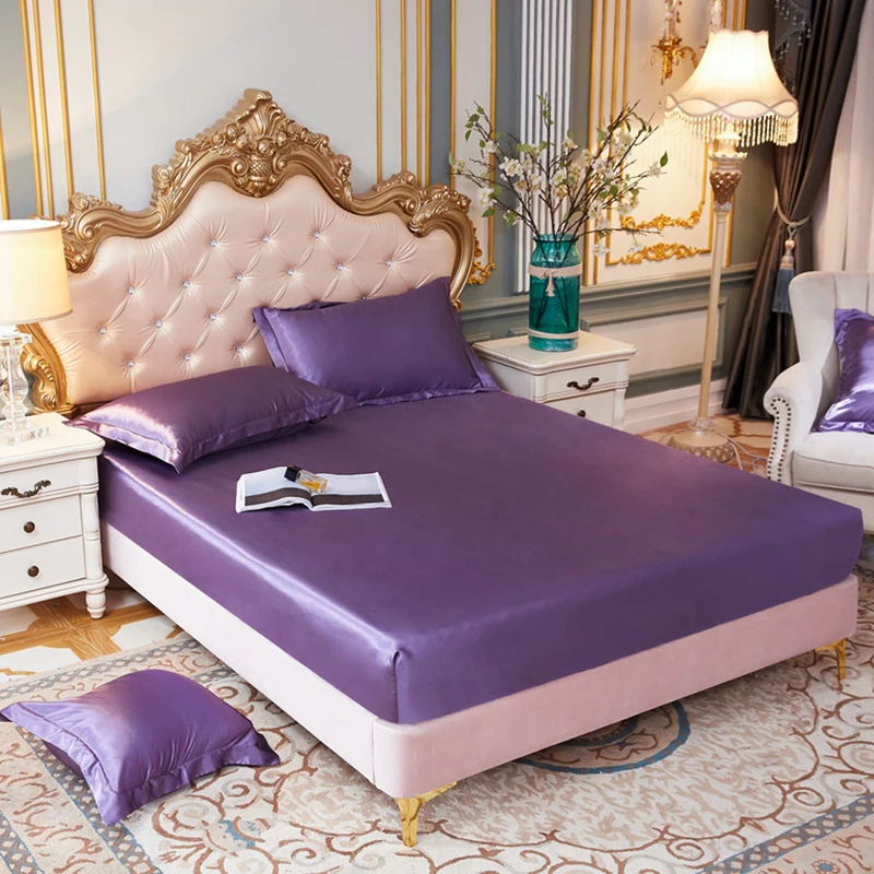 

Cool Silk Mattress Cover Summer Cool And Comfortable Silk Smooth Bed Sheet Pillowcase Solid Color Multi-size Ice Silk Bed Sheet