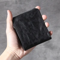 simple retro neutral genuine leather short wallet first layer cowhide ultra thin card package for men and women id package