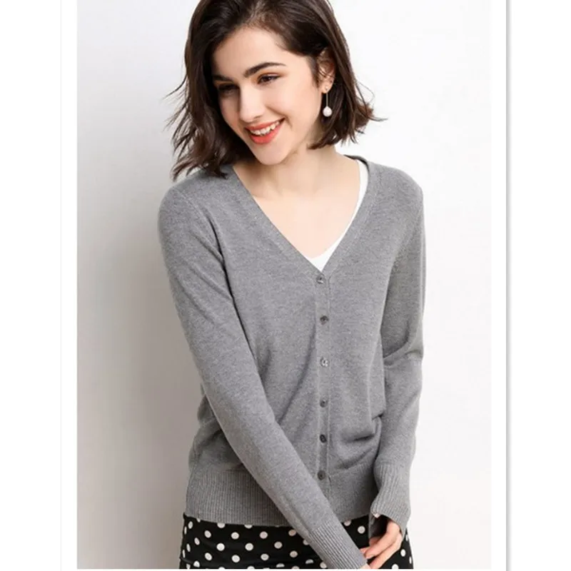 

Женский тонкий вязаный кардиган, новые женские мягкие топы с длинными рукавами и v-образным вырезом