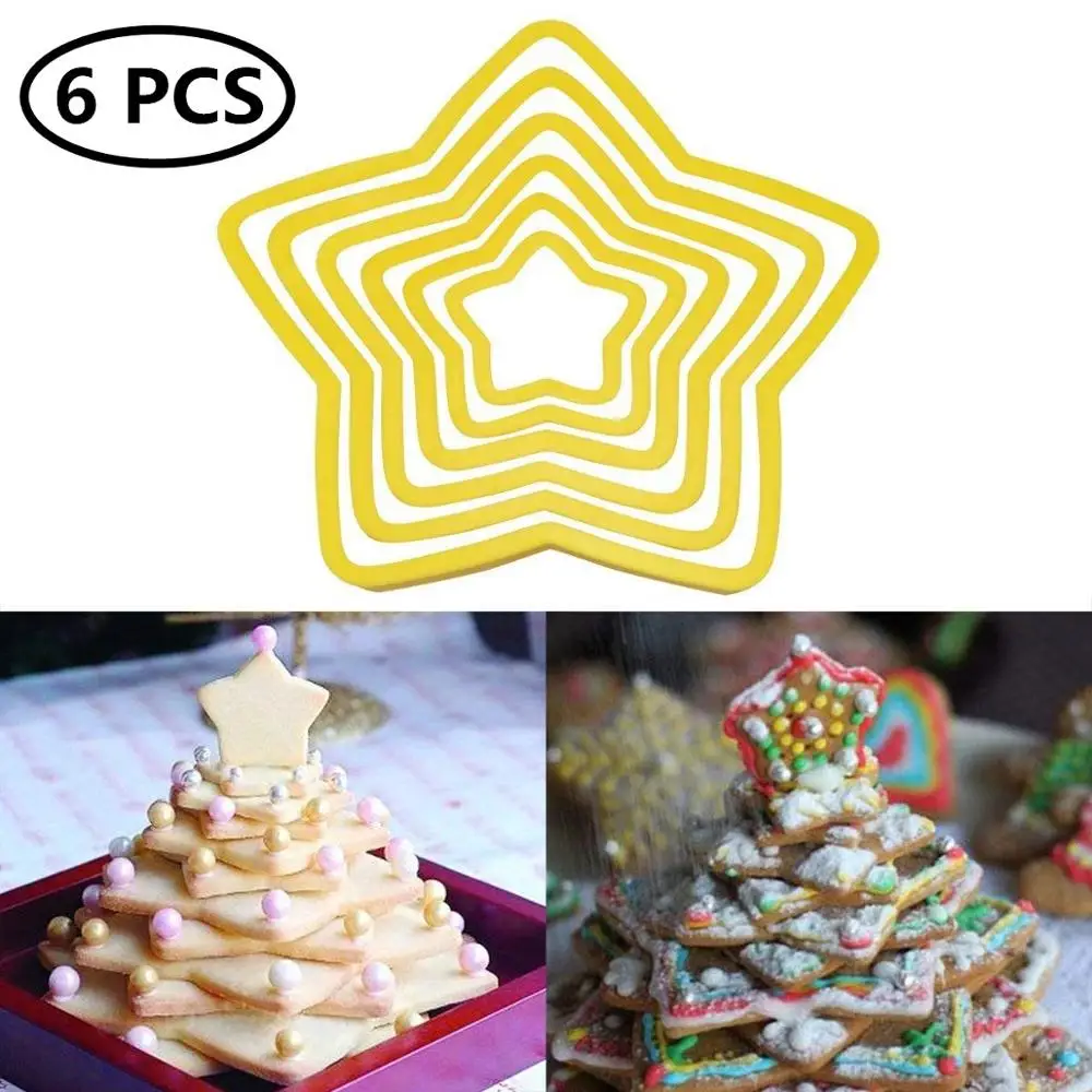 6 шт. в форме рождественской звезды форма для печенья пластиковая Рождественская