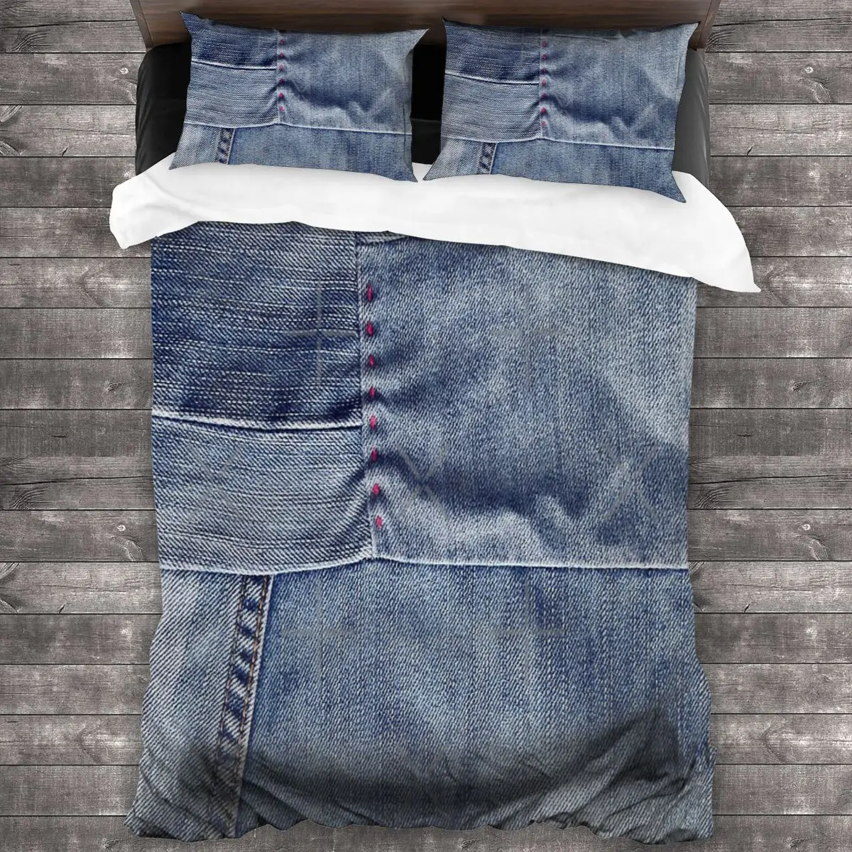 

Denim Patchwork Linens Bedspread Bedding Set Duvet Cover Bed Sheet Double Duvet Set Of Bed Linen