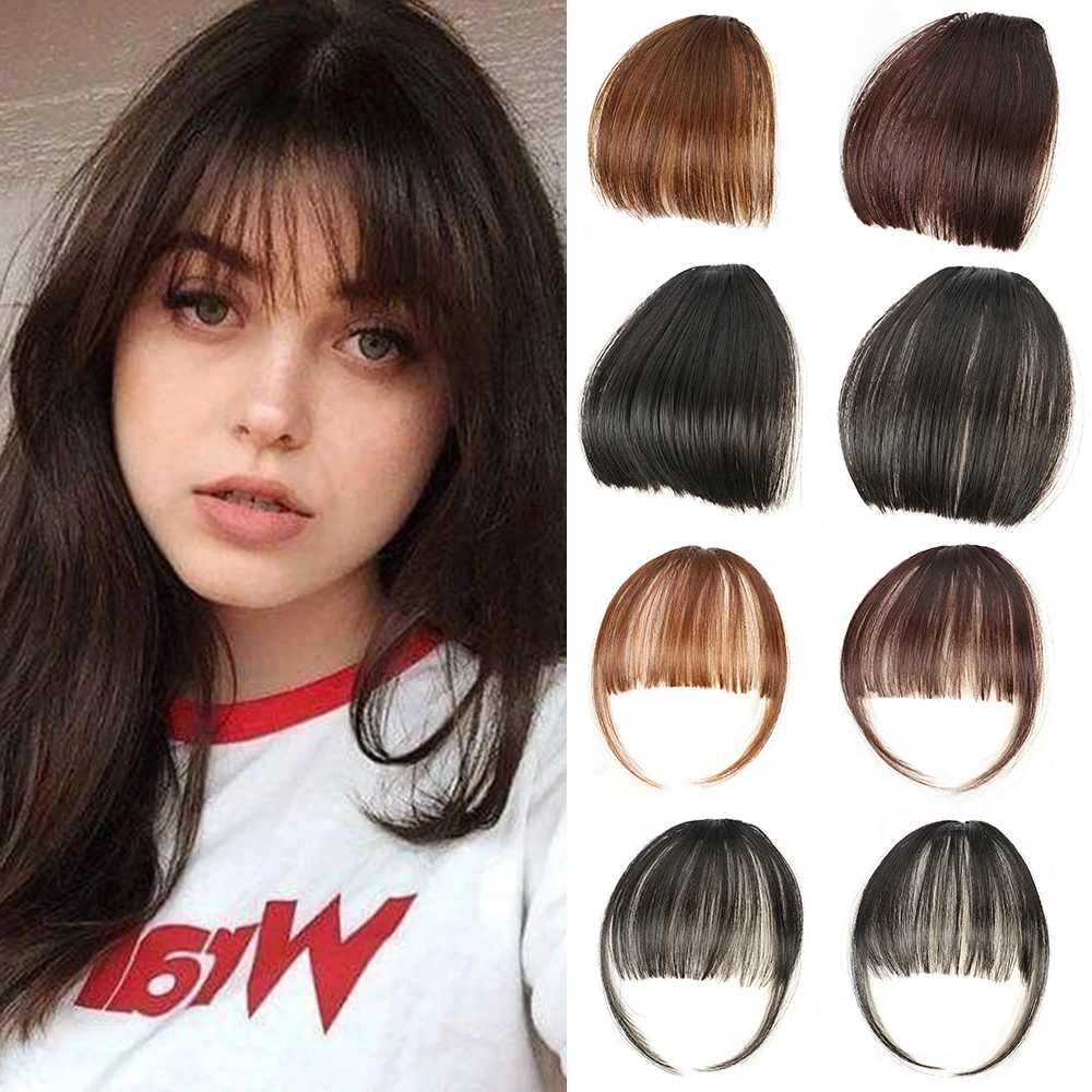 

CLong Synthetic Air Bangs Kanekalons hairpiece For Women Clip In Bangs Extensions Blend Hair Clip In Hair Bangs