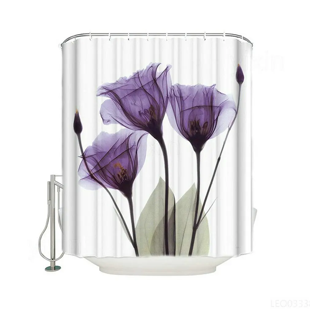 

3D Digital Printing Shower Curtain Waterproof Polyester Fabric Shower Curtain Vintage Flower Pattern Partition Curtain