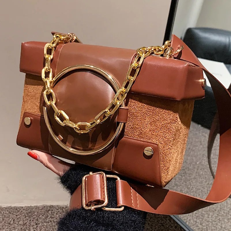 

High-quality Ladies Frosted Shoulder Bag 2021 Autumn and Winter New Female Bag Fashion Chain Messenger Bag Portable Square Bag