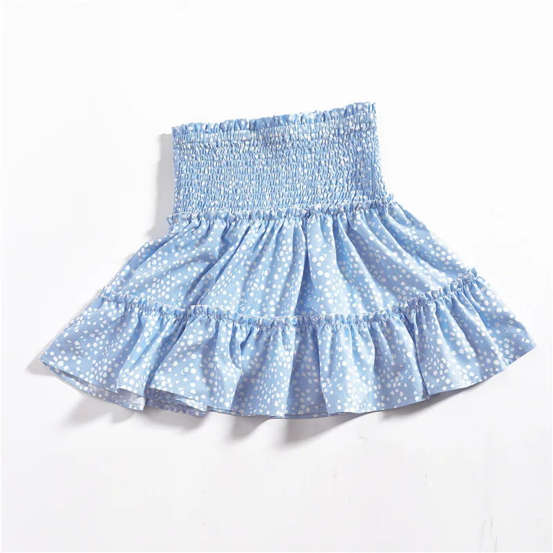 

Summer 2021 Beach Wear Women's Set Polka Dot Vest Camis Top Mini Skirt Ruffles Elastic High Waist 2 Pieces Set Bohemia S16103A