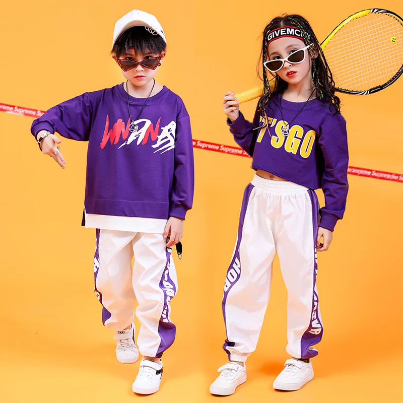

2020 New Korean Top Pants Jazz Suit Fashion Children Hiphop Dance Clothes Boys Girls Hip Hop Costumes Kids Street Dance Outfit