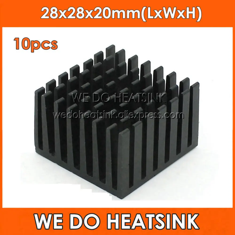 WE DO HEATSINK 10pcs 28x28x20mm Cheap CPU Aluminum Heatsink Radiators For Sale Black Anodized