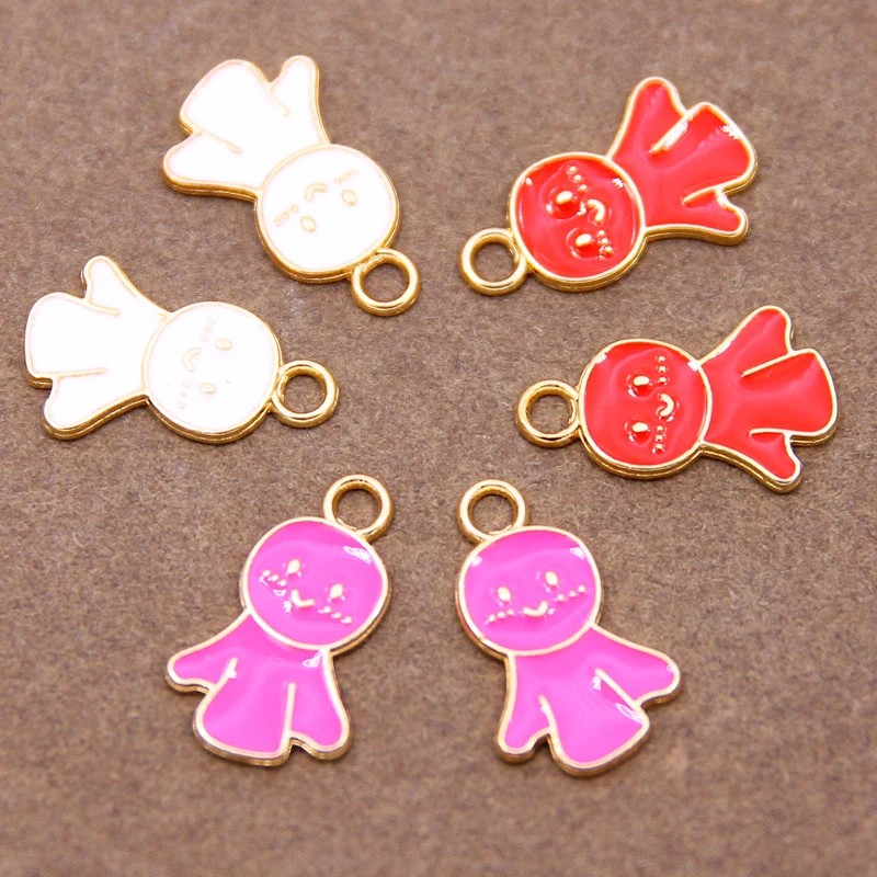 

6pcs 20*13*2mm Cartoon Enamel Girl Charms for Jewelry Making DIY Handmade Craft Pendants Necklaces Earrings jewelry Accessories