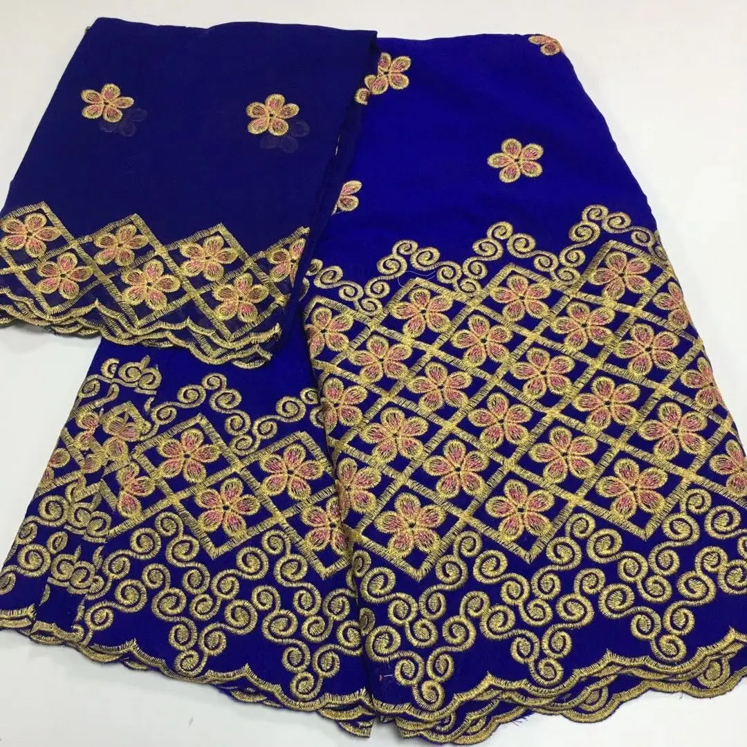 Швейцарская вуаль кружево хлопок кружевная ткань синий и золотой нигерийские