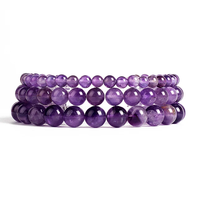 Dream Amethysts Beads Bracelets Women 4/6/8/10mm Natural Stone Charm Yoga Meditation Reiki Bracelets Energy Healing Jewelry Gift