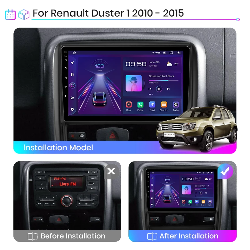 Автомагнитола Junsun V1pro мультимедийный проигрыватель на Android для Renault Duster 1 2010-2015
