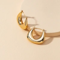 srcoi trendy geometric u shaped hollow metal earrings minimalist gold silver color thick hoop earring women fashion jewelry
