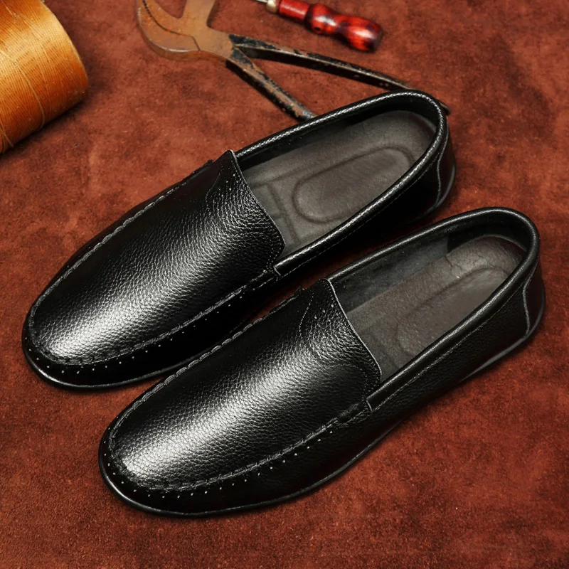 

Men Casual Shoes fashion Luxury Brand Genuine Leather shoes Mens Loafers Moccasins sewing Breathable Slip on Driving Shoes