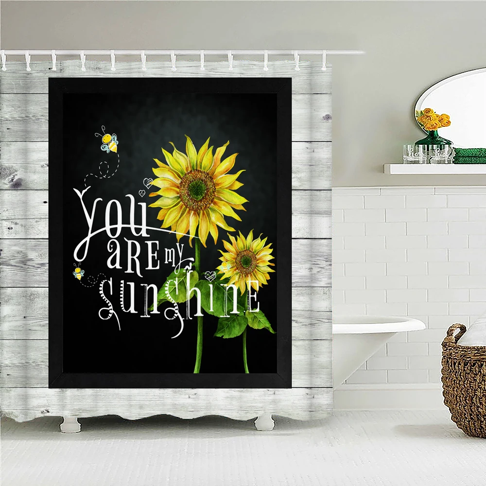 

Waterproof Shower Curtain Sunflower Flowers Pattern Bathroom Polyester Fabric 3D Printing Bath Curtains for Bathroom Shower