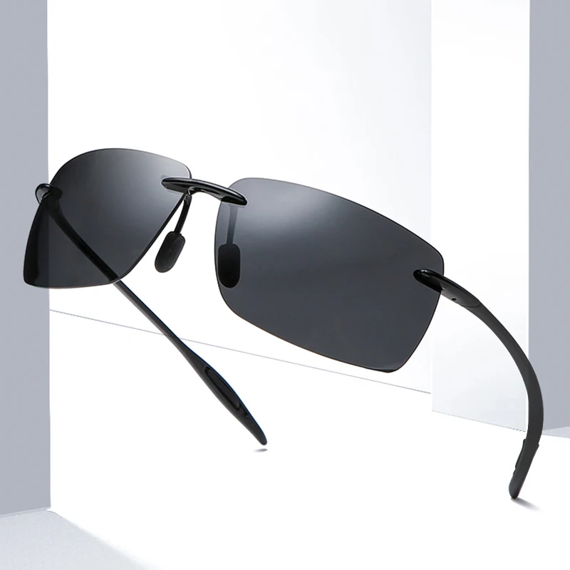

TR90 Polarized Sunglasses Square Rimless Polaroid Sun glasses Brand Designer Gafas Men Oval Sun Glasses Sunglass for Men Women