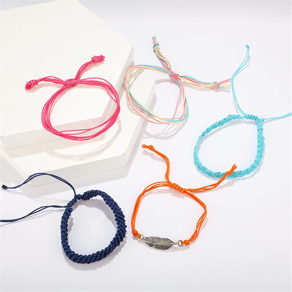 Богемный этнический стиль цветной ручной вязки веревочки Листья 5 шт. набор