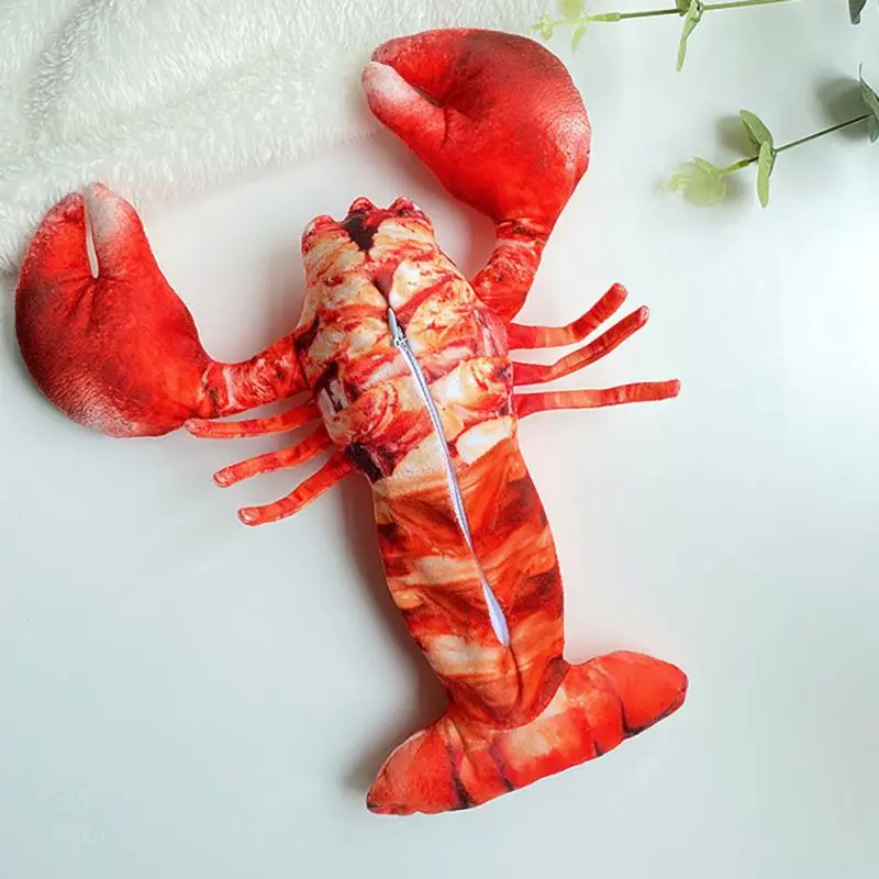

Pet Cat Dog Interactive Toy Creative Nylon Simulation Lobster Toy Catnip USB Charging Lobster pet Pillow for kitten Cat Supplies