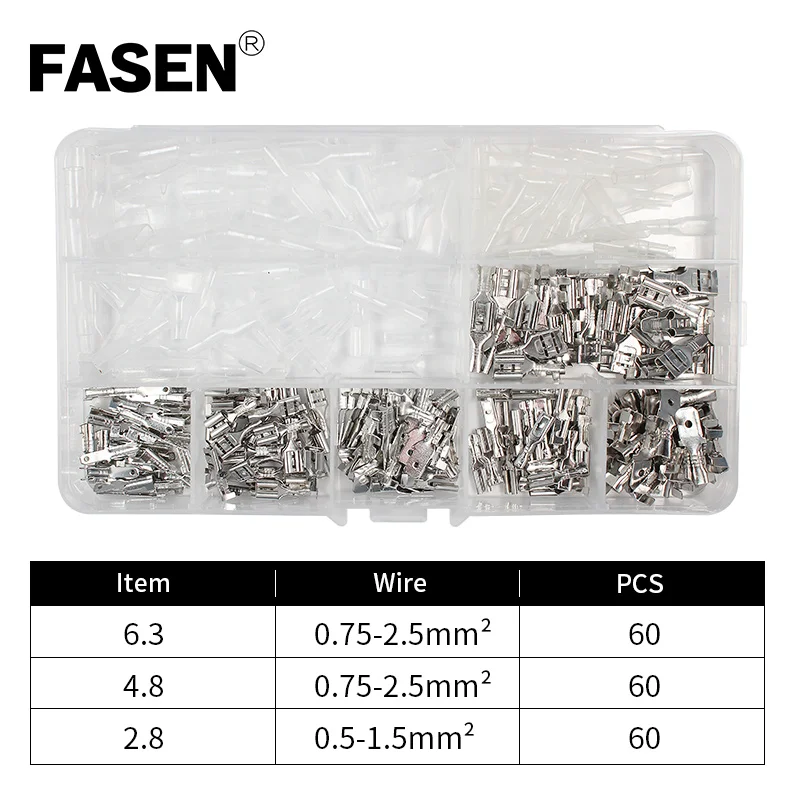 

270pcs/box 2.8/4.8/6.3mm Crimp Terminals Insulated Seal Electrical Wire Connectors Crimp Terminal Connector Assortment Kit