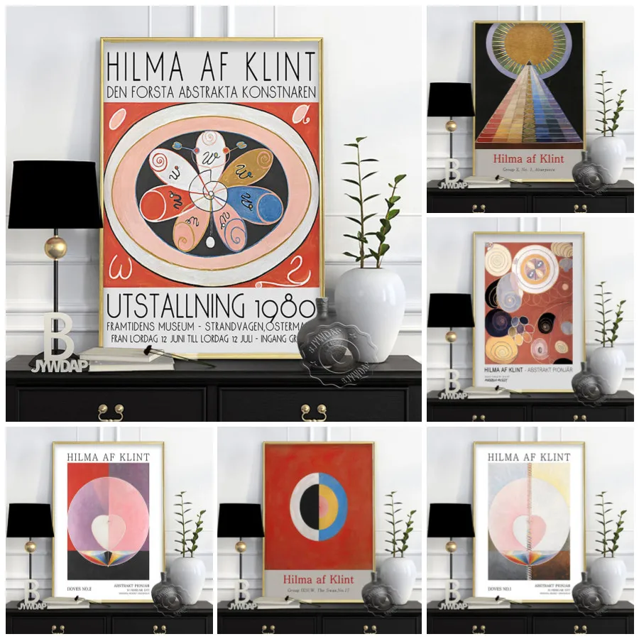 

Swedish Hilma Af Klint Quote Art Posters Exhibition Poster Vintage Abstract Pictures Modern Mid Century Abstract Wall Decor