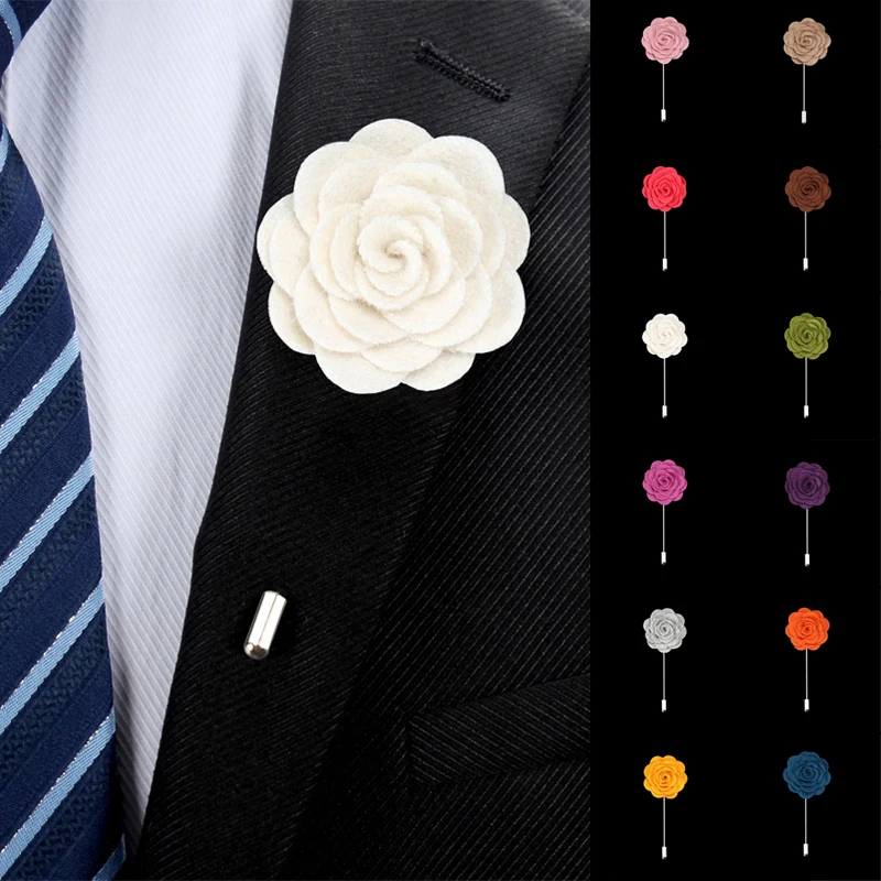 

1Pcs Groom Boutonniere Pins Women Men Silk Flowers Roses Brooches Tuxedo Suits Accessories Handmade Wedding Prom
