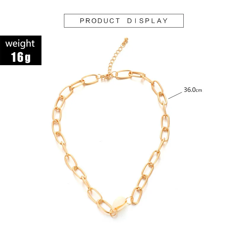 

Statement White Color Shell Pendant Choker Necklace For Girl Chic Gold Color Chain Alloy Necklace Wedding Women Accessories