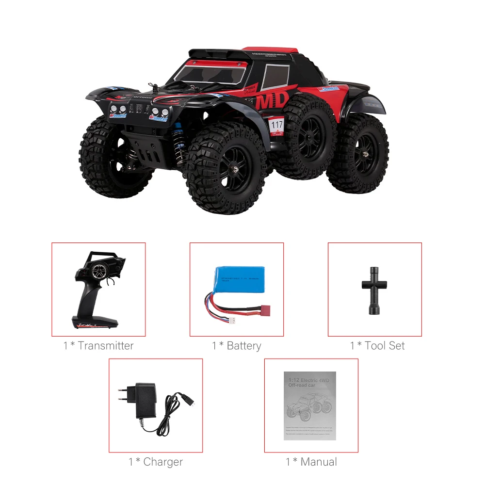 WLtoys 124012 1/12 4WD 2,4G RC гоночный автомобиль Высокая скорость 60 км/ч RC внедорожный автомобиль подарок для мальчика - Цвет: EU PLUG