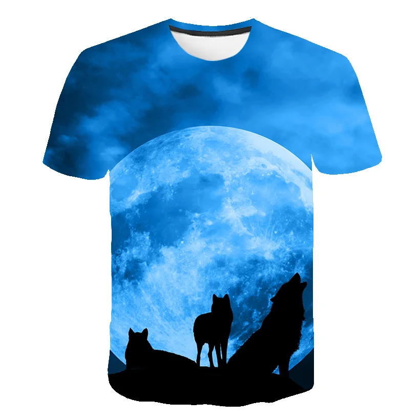 

Kids Fashion T-shirt Boys 2021Newest 6-14T Wolf 3D Print Animal Cool Funny T-Shirt Men Short Sleeve Summer Tops T Shirt Tshirt