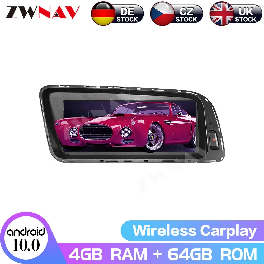 Автомобильный мультимедийный плеер с экраном на Android 10 для AUDI Q5 A4 B8 2009 2010-2014 2015