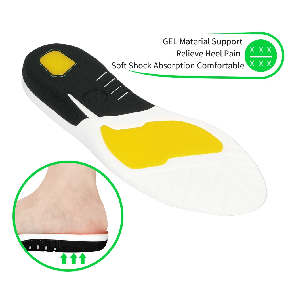 BANGNI Sport Insoles Arch Support Insert PU Shock Absorption Plantar Fasciitis Running Shoes Pad Feet Heel Pain for Men Women