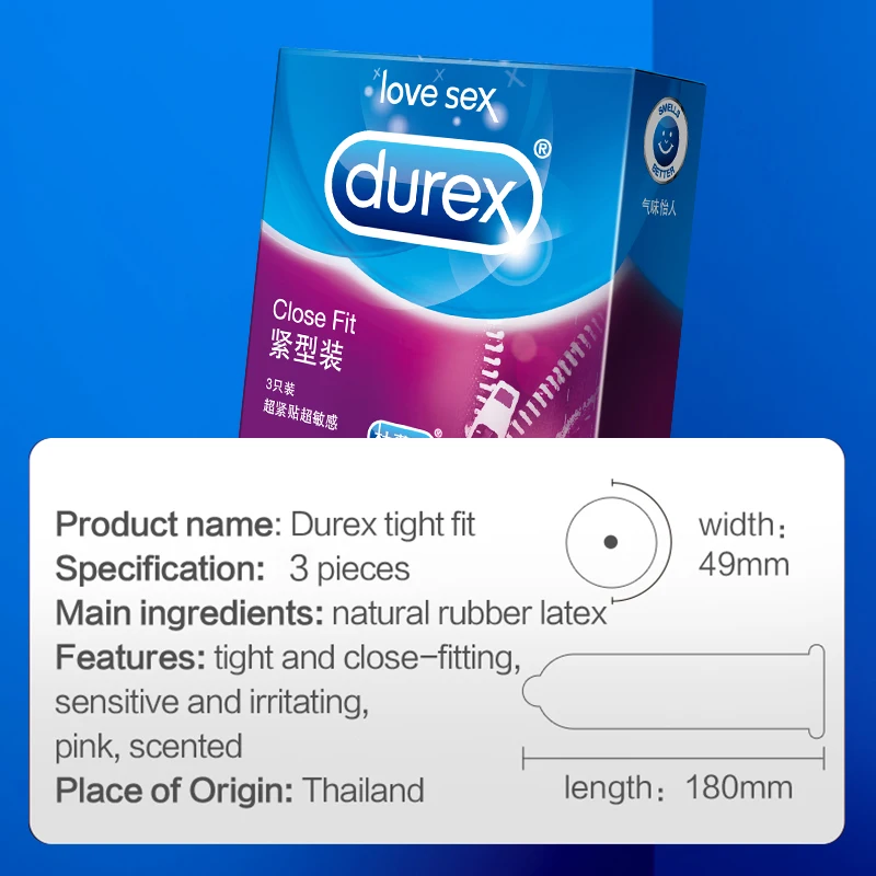 Презервативы Durex 3 маленького размера 49 мм портативные контрацептивы для