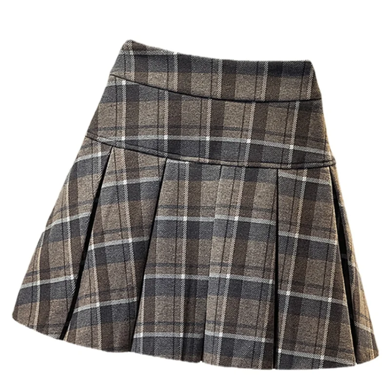 

korean fashion Plaid skirts Above Knee Short plus size harajuku kawaii Women Pleated Skirts faldas DM