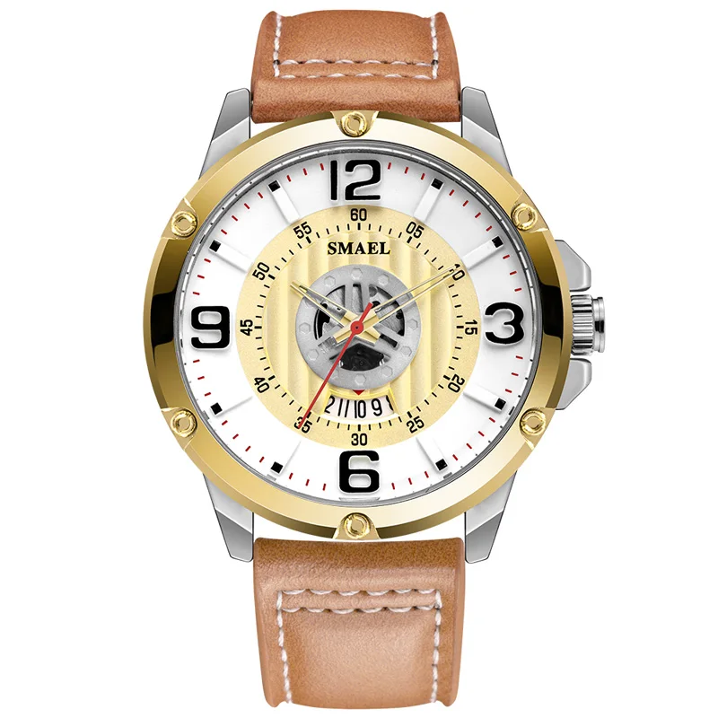 

SMAEL Man Watch Top Brand Waterproof Leather Strap Analog Quartz Wristwatch Sports Calendar Clock Business Men's Watches Relojes