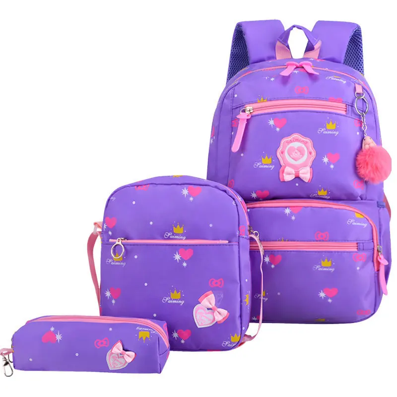 Children School Backpacks 3 pcs Girls waterproof Backpack School Bags set Mochila Escolar Kids printing Backpack schoolbag kids