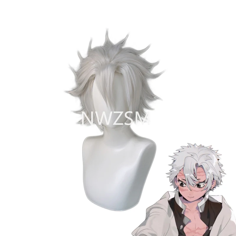 

Demon Slayer Kimetsu no Yaiba Shinazugawa Sanemi Short Wig Cosplay Costume Synthetic Hair Men Women Party Role Play Wigs