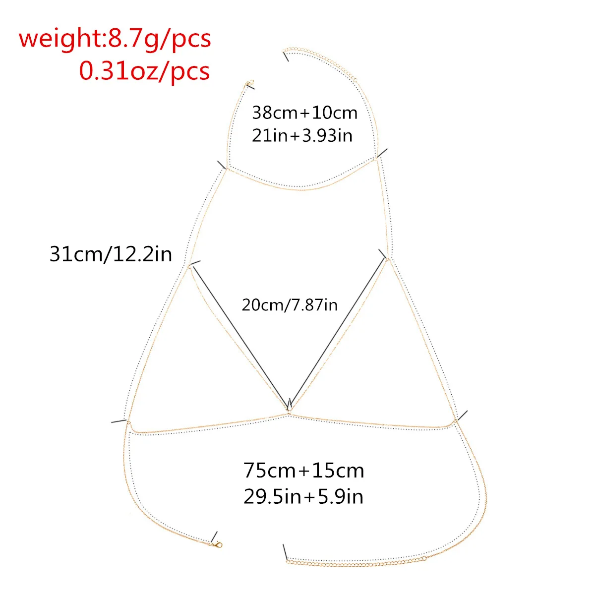 Женский горный хрусталь Кристалл золото/серебро крест тела цепь бюстгальтер