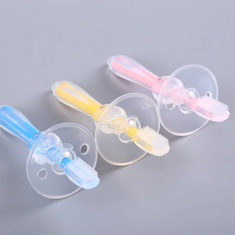 Cepillo de dientes de silicona suave para beb&eacute;, herramienta de entrenamiento Dental, cuidado bucal, mordedor-4