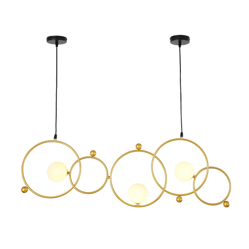 Скандинавский металлический подвесной светильник colgante золотой круг