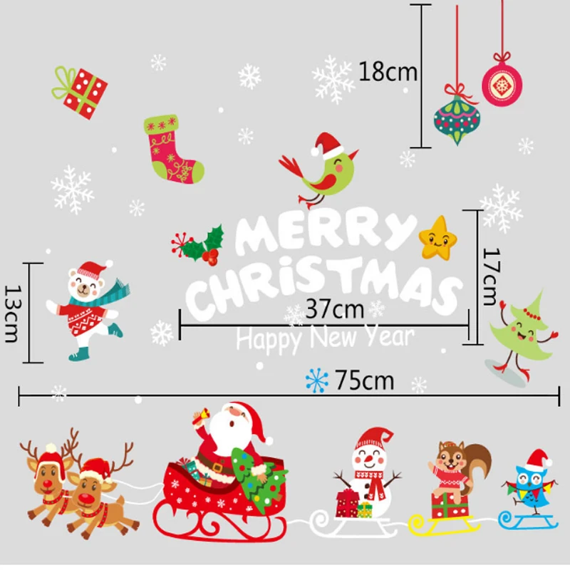 

Static Glass Christmas Stickers, Home Christmas Decorations, Cartoon, DIY, Snowflake Window,