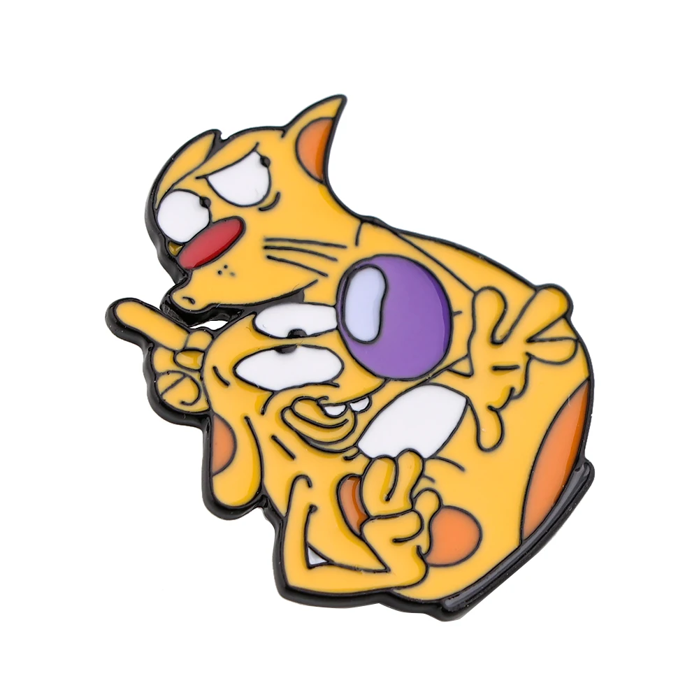 Винтажная эмалированная булавка в виде кошек стиле 90-х годов дизайнерский
