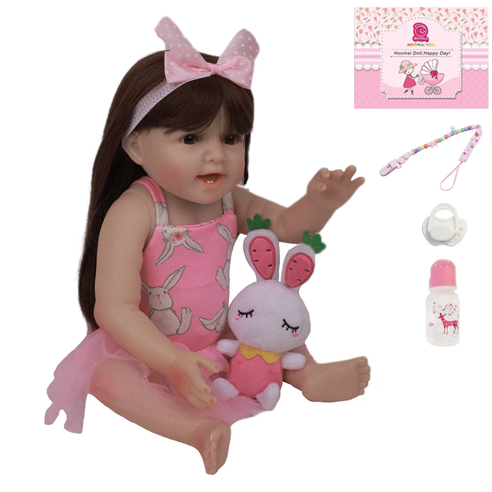 18 &quot47 см милый мягкий силиконовый Reborn Baby Dolls полный корпус волосы игрушка кукла