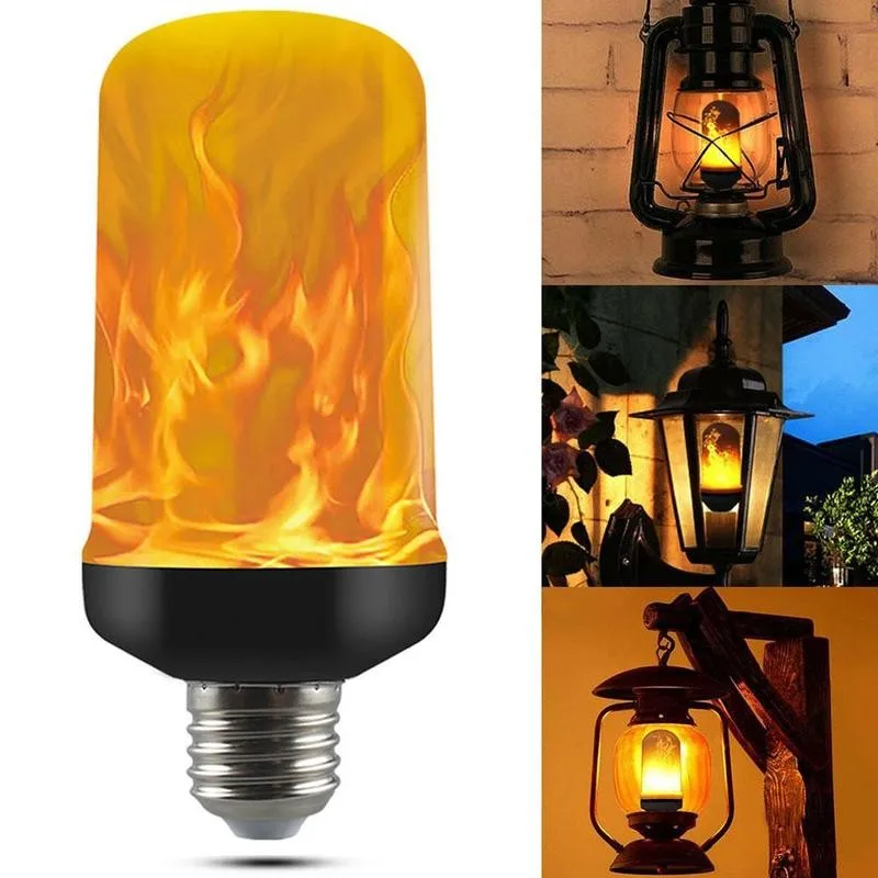 

E27 B22 5W LED Dynamic Flame Light Creative Outdoor Garden Wall Lawn Decorative Lamps Lights Black Simulation Torch Fire Bulbs